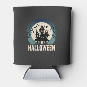 Enfriador De Latas Vector de luna llena de casa embrujada de Hallowee