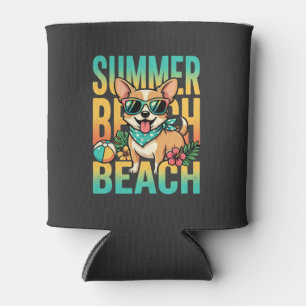 Enfriador De Latas Vector de vacaciones de perro en la playa de veran