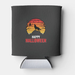 Enfriador De Latas Vector Lobo Atardecer Feliz Halloween