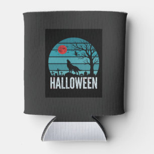 Enfriador De Latas Vector Luna Cementerio Lobo Halloween