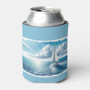 Enfriador De Latas Velero Solitario Horizonte Azul