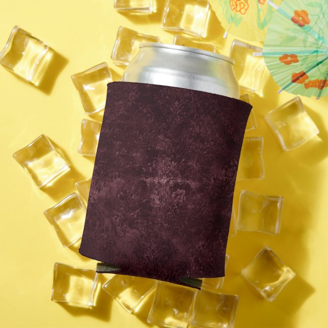 Enfriador De Latas Velvety Wine Damask | Bordeaux Sangria Grunge Glam (Verano in situ)