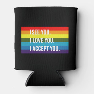 Enfriador De Latas Veo Te Amo Te Acepto Camiseta Orgullo Gay LGBT