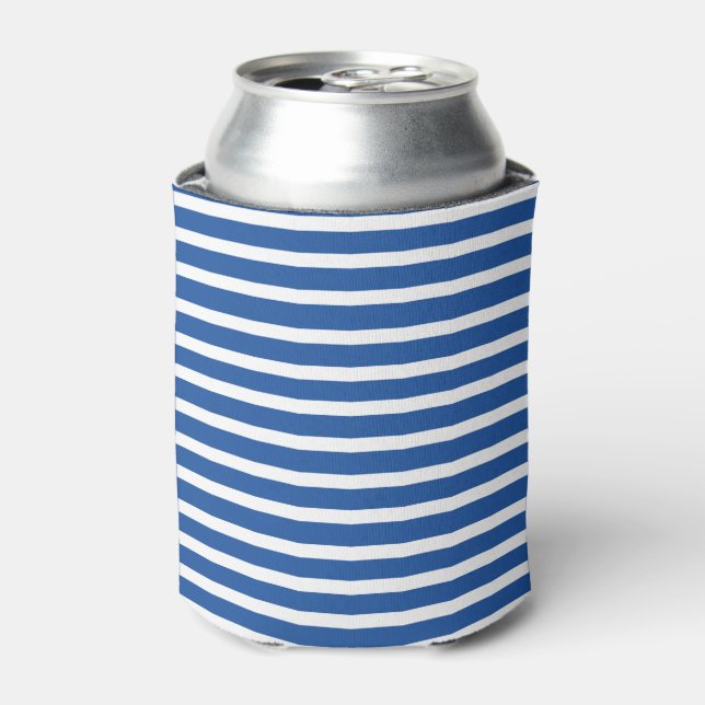 Enfriador De Latas Verano de franjas azules blancas (Lata Anverso)