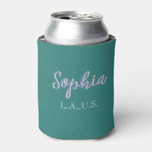 Enfriador De Latas VERDE agregar nombre chica jefa texto MORADO elega