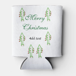 Enfriador De Latas Verde árbol de navidad rojo cereza alegría Navidad