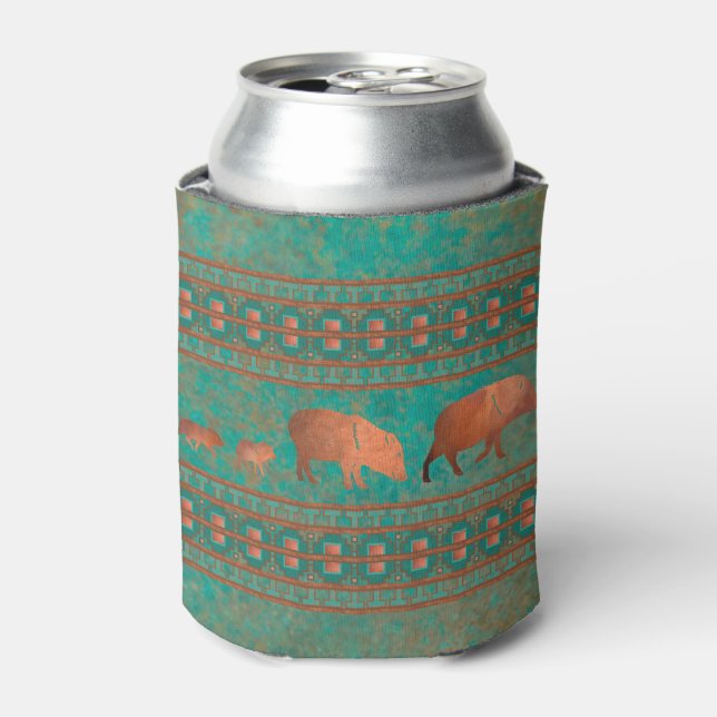 Enfriador De Latas Verde azulado de cobre familiar Javelina (Lata Anverso)