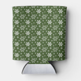 ENFRIADOR DE LATAS VERDE CON SNOWFLAKES DE INVIERNO BLANCO