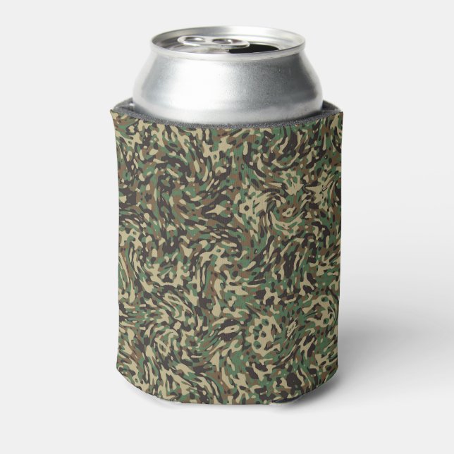 Enfriador De Latas Verde de camuflaje de moda (Reverso de la lata)