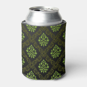 Enfriador De Latas Verde floral del papel pintado