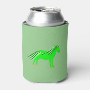 Enfriador De Latas Verde irlandés lindo y unicornio de oro