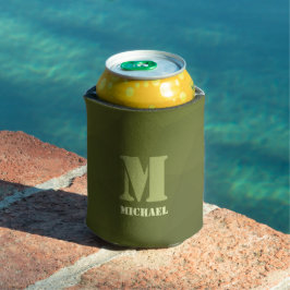 Enfriador De Latas Verde oliva militar estampado geométrico de malla