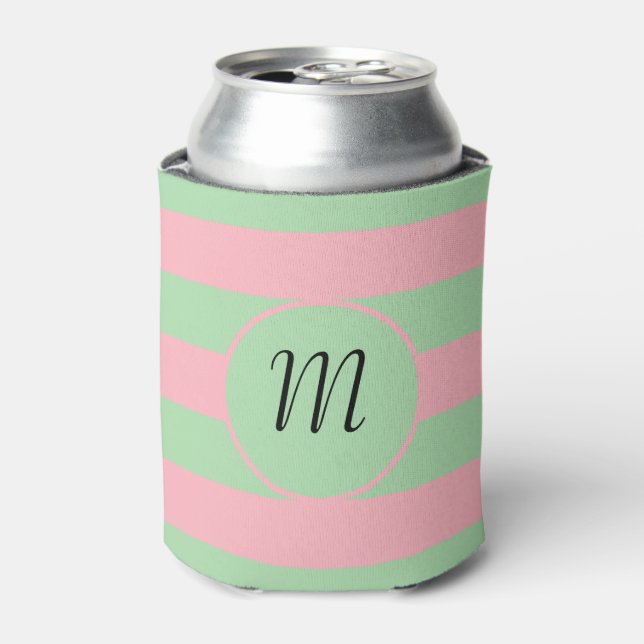 Enfriador De Latas Verde pastel y rosa (Lata Anverso)