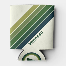 Enfriador De Latas Verde Retro cinco Rayas con Nombre