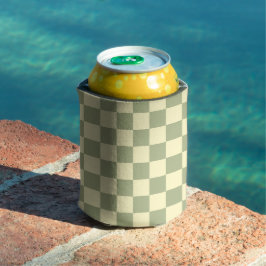 Enfriador De Latas Verde Sage Polvoriento y Ajedrezado Amarillo Mante