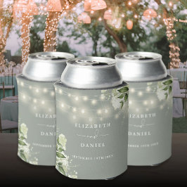 Enfriador De Latas Verdor Floral String Luces Sage Green Boda