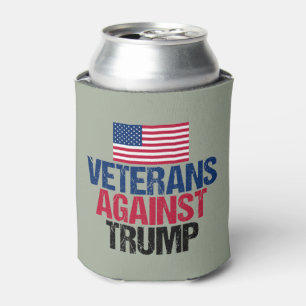 Enfriador De Latas Veteranos contra la bandera estadounidense de Trum
