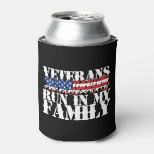 Enfriador De Latas Veteranos militares corren en mi familia - Corrien