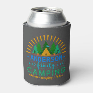Enfriador De Latas Viaje de camping familiar   Añadir nombre y gris d