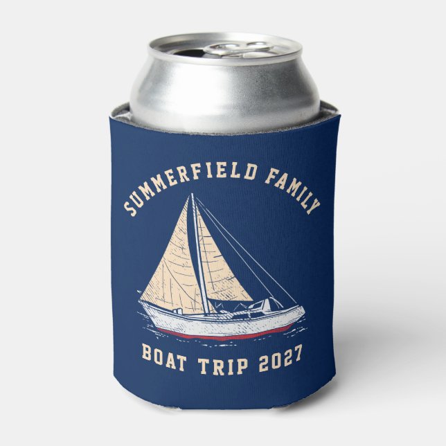 Enfriador De Latas Viaje en barco personalizado Náutico Familia (Lata Anverso)