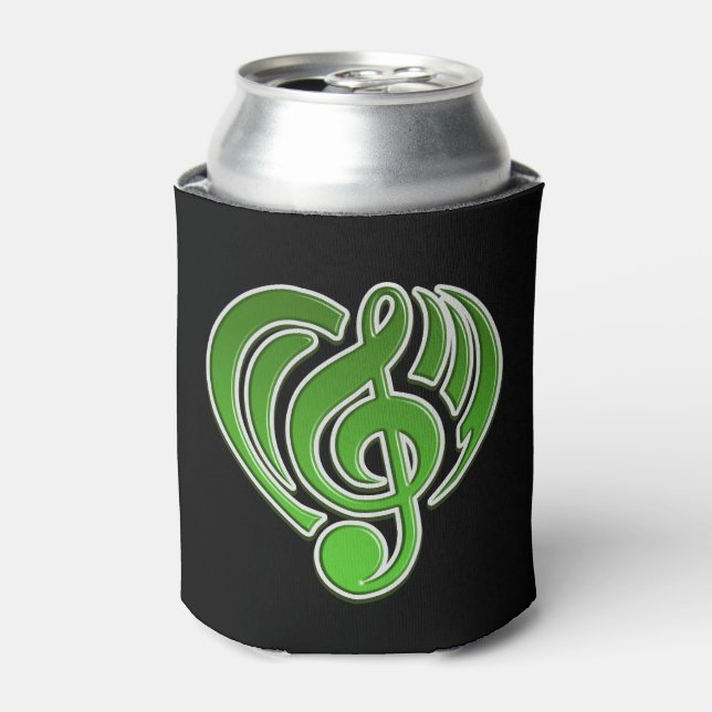 Enfriador De Latas Vibraciones Amor Musical Green Heart Music Note DJ (Lata Anverso)