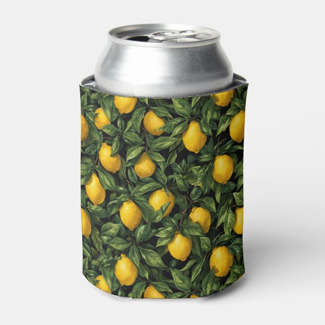 Enfriador De Latas Vibrant Lemon Citrus Tree Pattern (Lata Anverso)