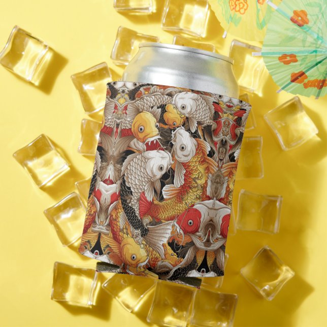 Enfriador De Latas Vibrante armonía de Koi - Japonés Koi Fish Seamles (Verano in situ)