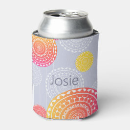 Enfriador De Latas Vibrante color rosa amarillo al azar Mandala con n