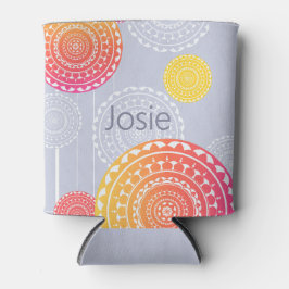 Enfriador De Latas Vibrante color rosa amarillo al azar Mandala con n