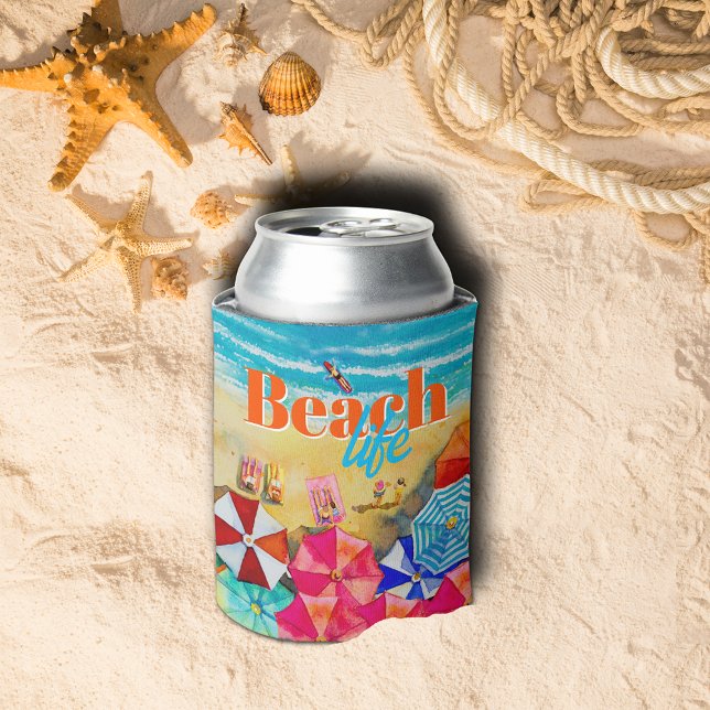 Enfriador De Latas Vida en la playa (Beach Life beverage can cooler - keep your drinks cold and great to give to friends, too.)