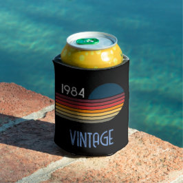 Enfriador De Latas Vieja 1984 Black Retro Stripe Sun