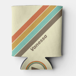 Enfriador De Latas Viejo arco iris retro con nombre