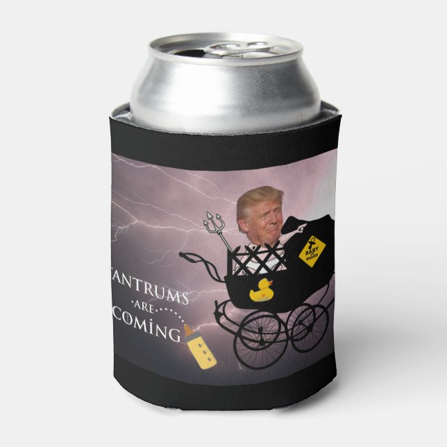 Enfriador De Latas Vienen las rabietas/Anti Trump, (Lata Anverso)