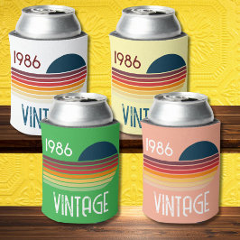 Enfriador De Latas Vintage 1986 Retro Stripe Sun 40th Birthday