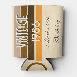 Enfriador De Latas Vintage 1986 Retro Stripes Brown Tan Vintage Name