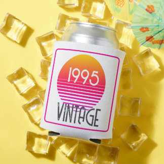 Enfriador De Latas Vintage 1995 Neon Retro Stripe Sun 30 cumpleaños