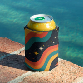 Enfriador De Latas Vintage 70s Sueño Cósmico Groovy Ondulado Retro
