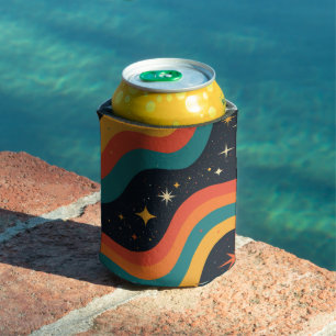 Enfriador De Latas Vintage 70s Sueño Cósmico Groovy Ondulado Retro