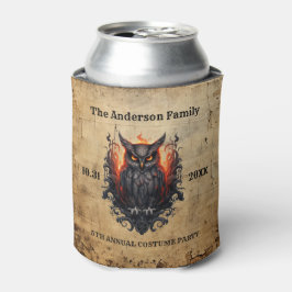 Enfriador De Latas Vintage Black Naranja Owal Old Paper Halloween Par