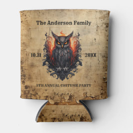 Enfriador De Latas Vintage Black Naranja Owal Old Paper Halloween Par