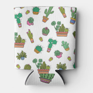 Enfriador De Latas Vintage Cacti: Diseño De Patrones Sin Maravilla.