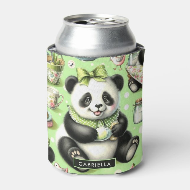 Enfriador De Latas Vintage Cute Baby Panda (Lata Anverso)