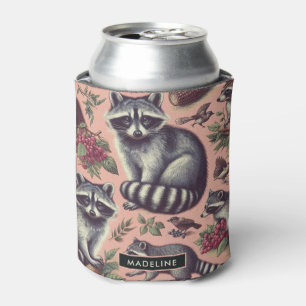 Enfriador De Latas Vintage Cute Racoon