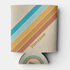 Enfriador De Latas Vintage Desert Rainbow Stripes with Name