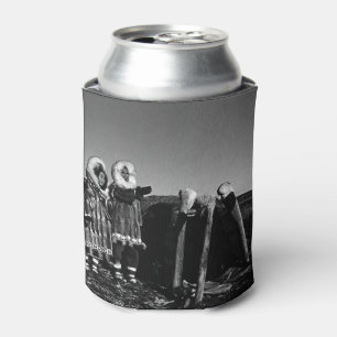 Enfriador De Latas Vintage eskimo esquimal vestido de piel Alaska igl