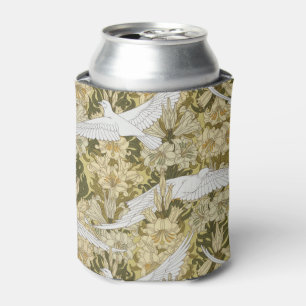 Enfriador De Latas Vintage Estampado Floral Verde Salvia Paloma y Lir