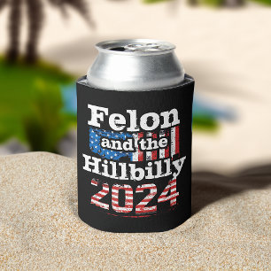 Enfriador De Latas Vintage Felon & Hillbilly Trump Vance 2024