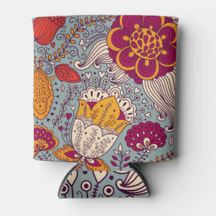 Enfriador De Latas Vintage Floral Elegante Fondo