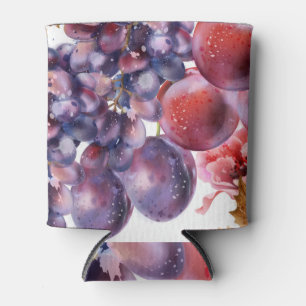 Enfriador De Latas Vintage Grapes Watercolor Autumn Card