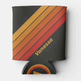 Enfriador De Latas Vintage Midnight Sunset Stripes with Name